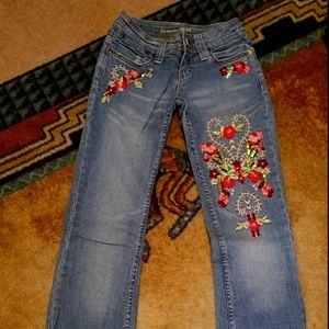 Zana Di embroidered embellished Jean's size 1
